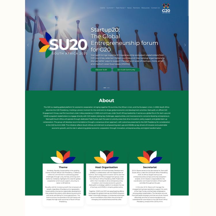 Startup20 South Africa digital platform interface